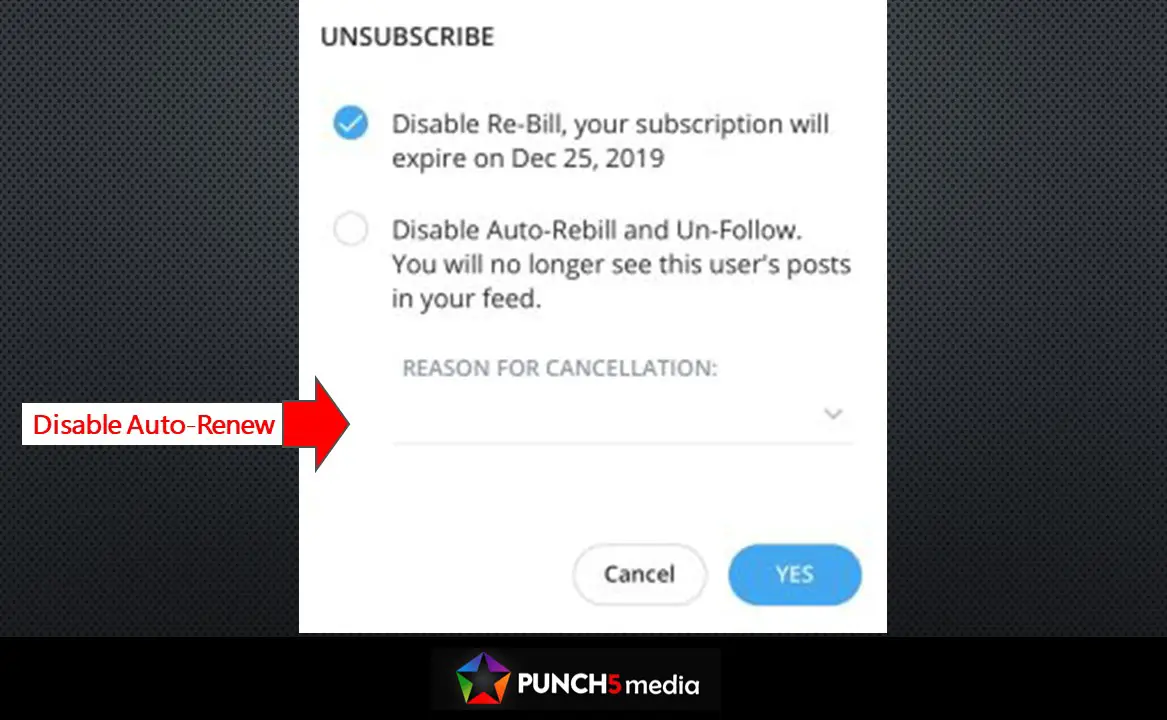 Cancel OnlyFans Subscription - Disable Auto Renew