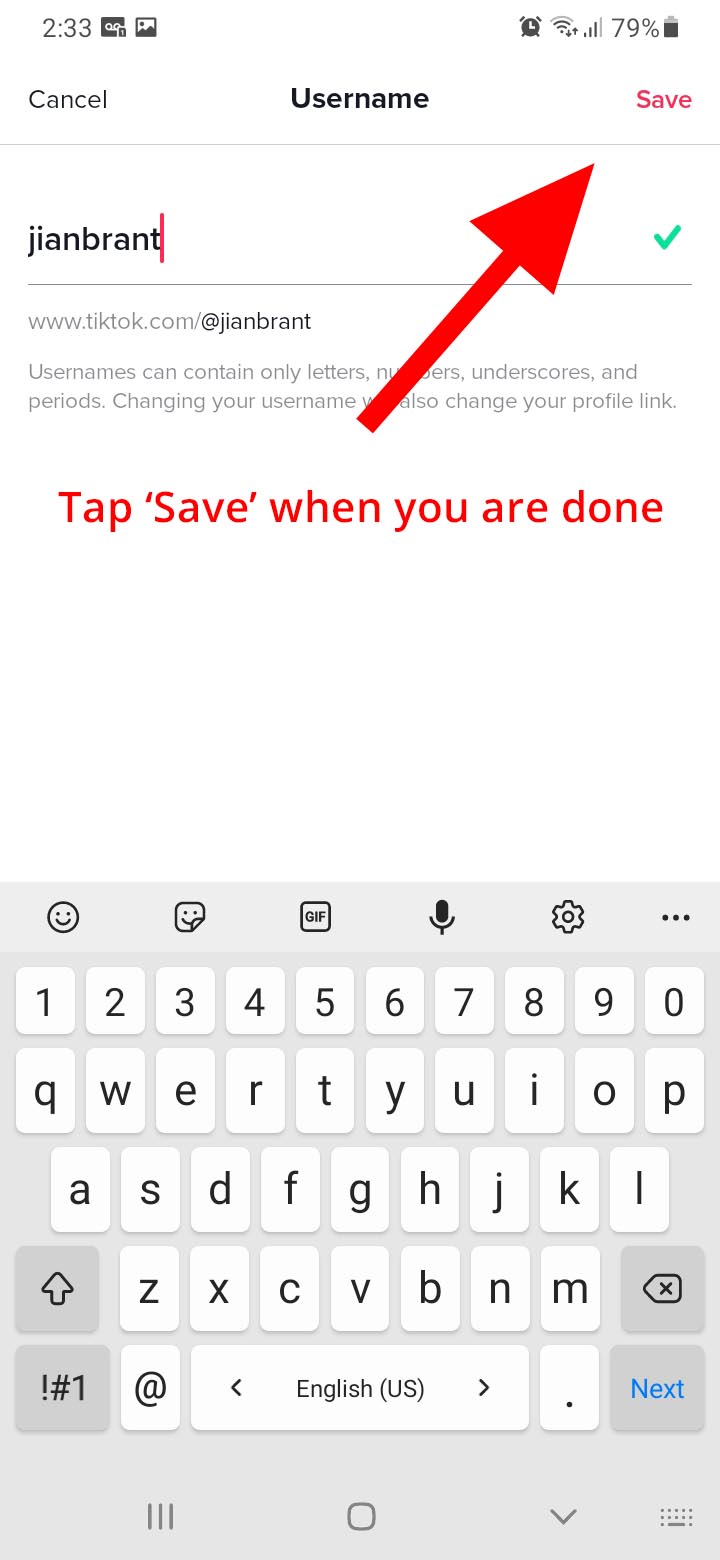 Change Your Name on TikTok - Save Changes