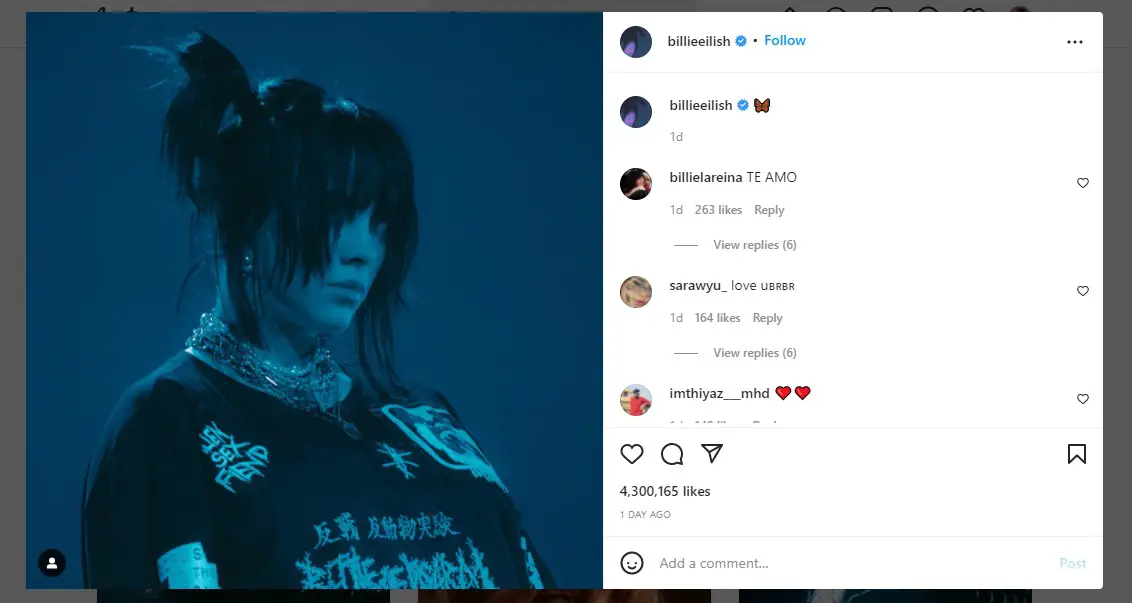 Instagram Influencer - Billie Eilish