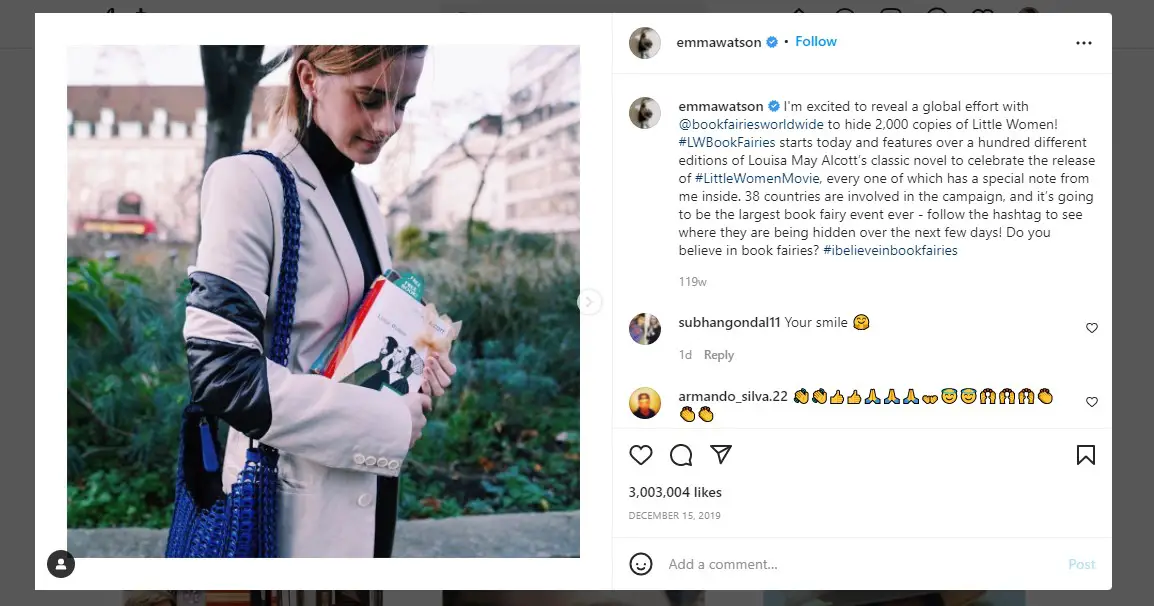 Instagram Influencer - Emma Watson