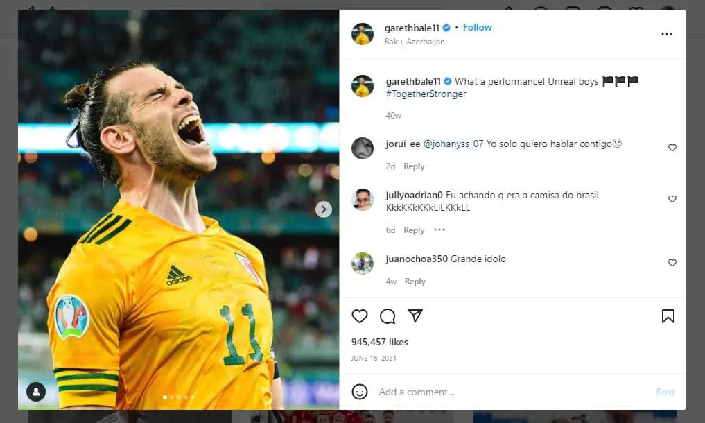 Instagram Influencer - Gareth Bale