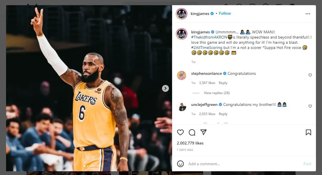 Instagram Influencer - LeBron James