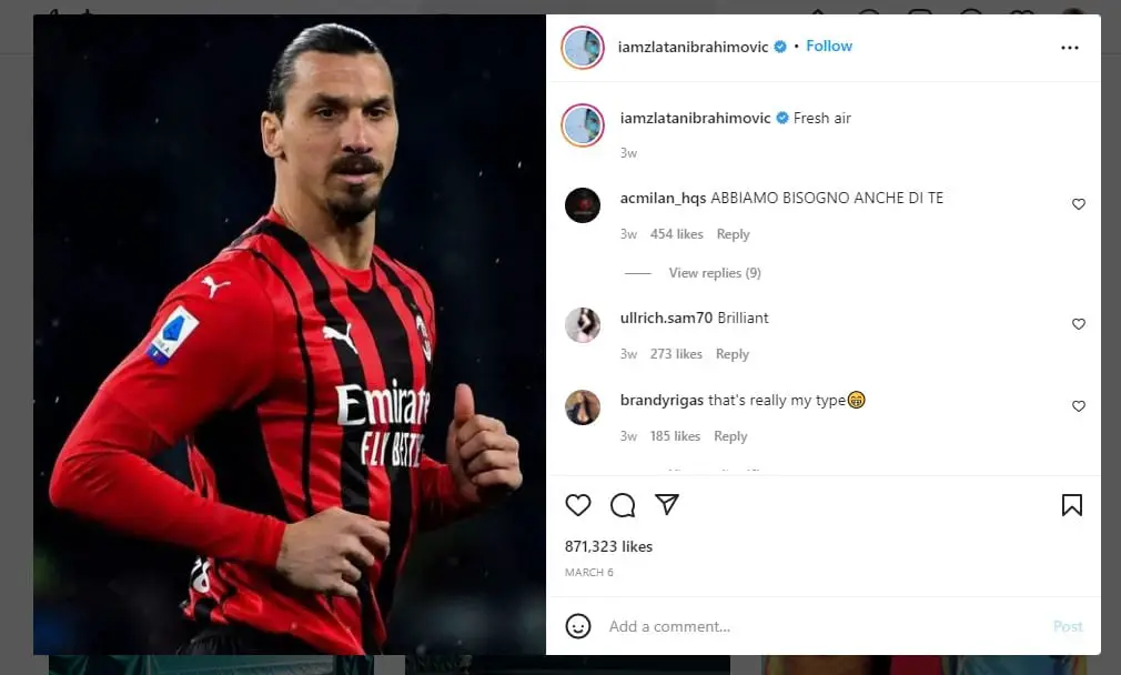 Instagram Influencer - Zlatan Ibrahimovic
