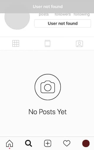 User not found Instagram