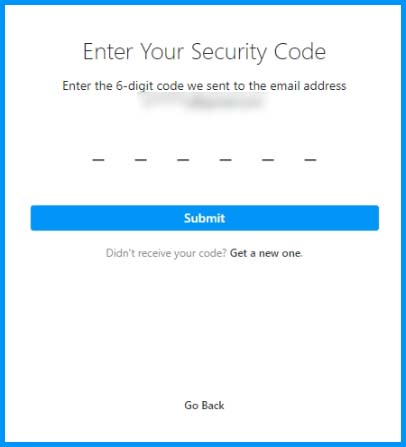 Instagram enter security code